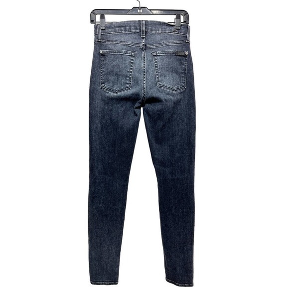 7 For All Mankind Faded Black Mid Rise Skinny Jean with Studs In Vintage Noir 26 - Picture 3 of 11